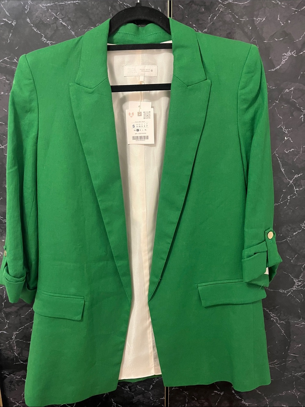 Zara Bright Green Open-Front Blazer